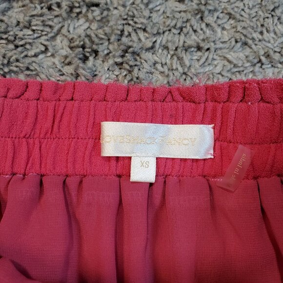 Cutie Pink/Red LoveShackFancy Silk Ruffle Tiered Y2K Mini Micro Skirt - XS - Picture 2 of 6